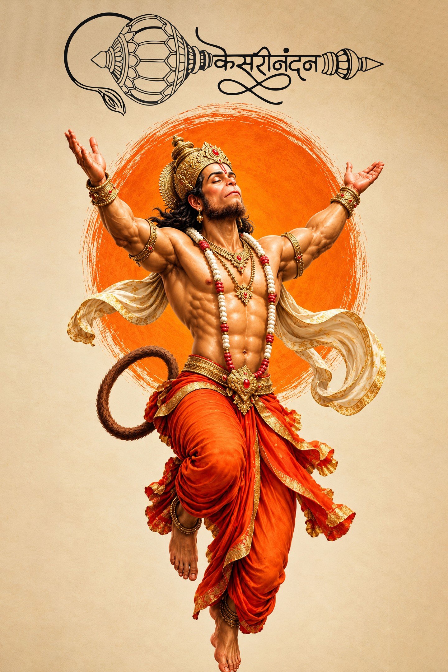 Veer Hanuman Cosmic Radiance in Minimalist Frame