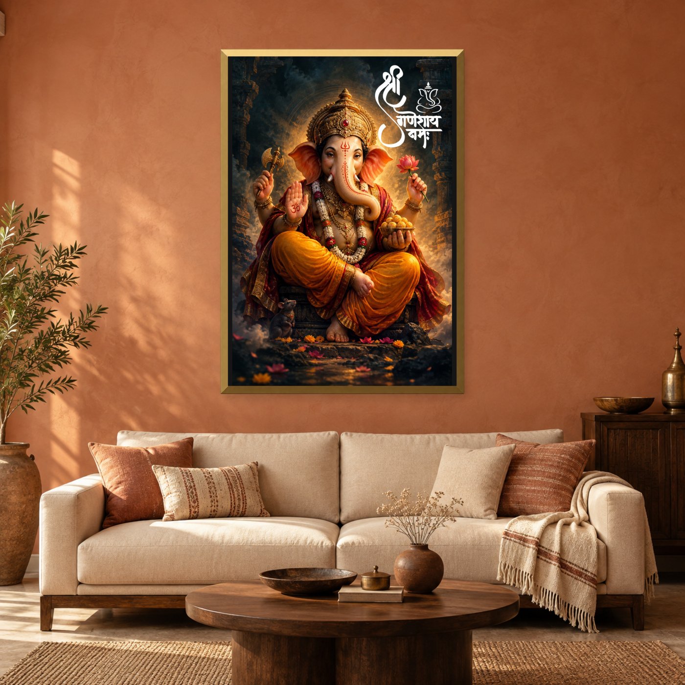 Ganesha Sacred Abundance - Antique Gold Frame